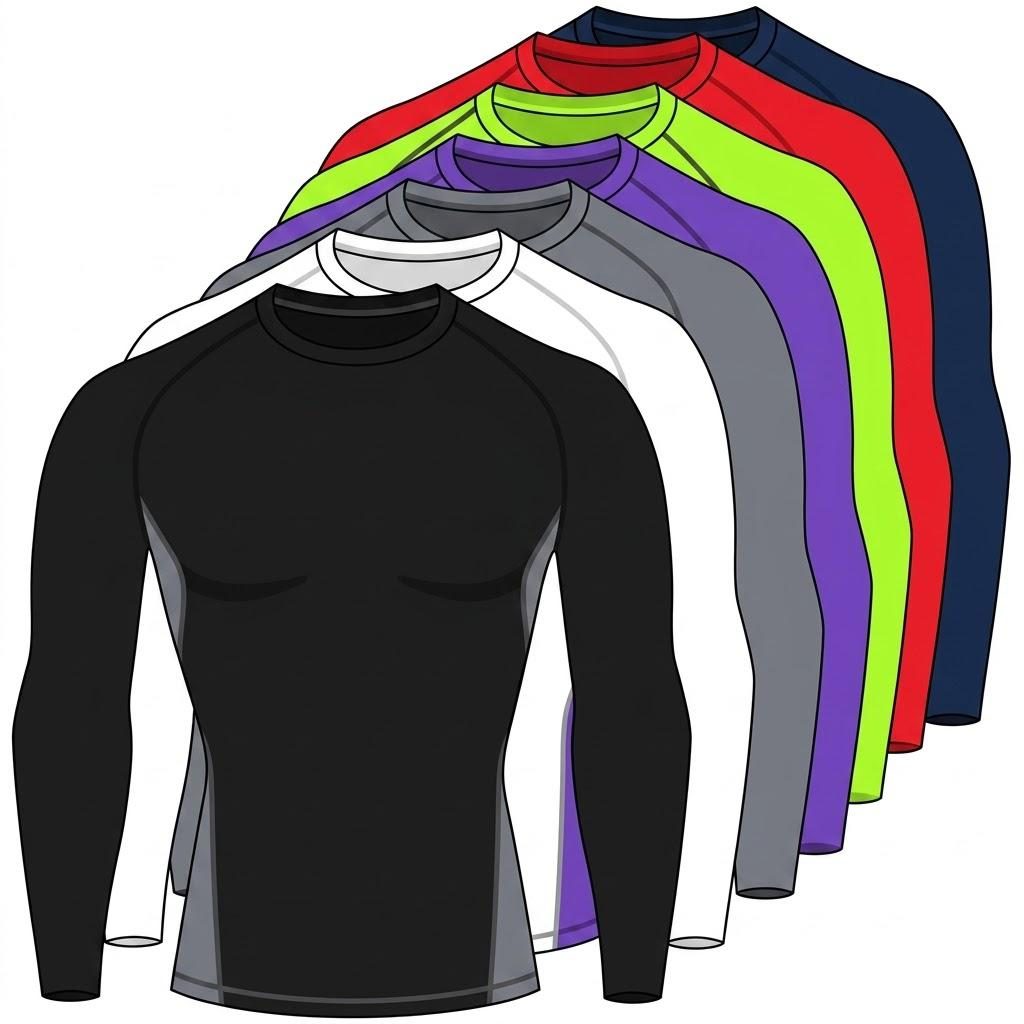 Compression base layer tops in seven colours