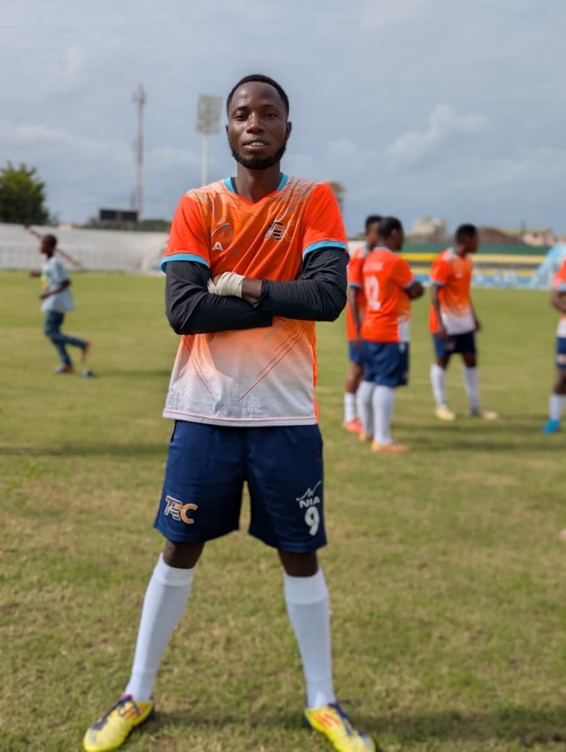 TRC Tanga Sports Club player in a custom NIA match kit